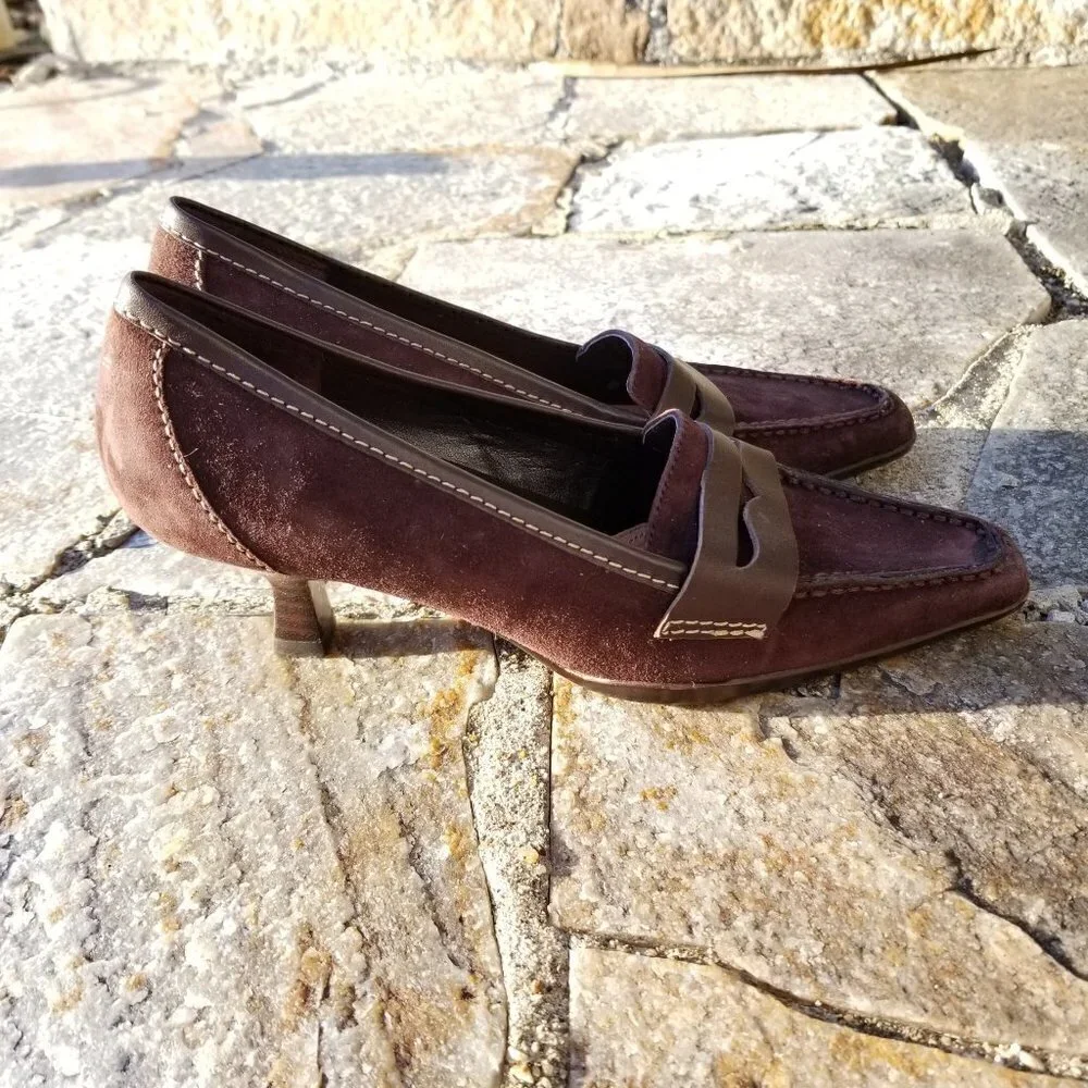 NEW Aerosoles Sleekend Suede Loafer Pumps Heels